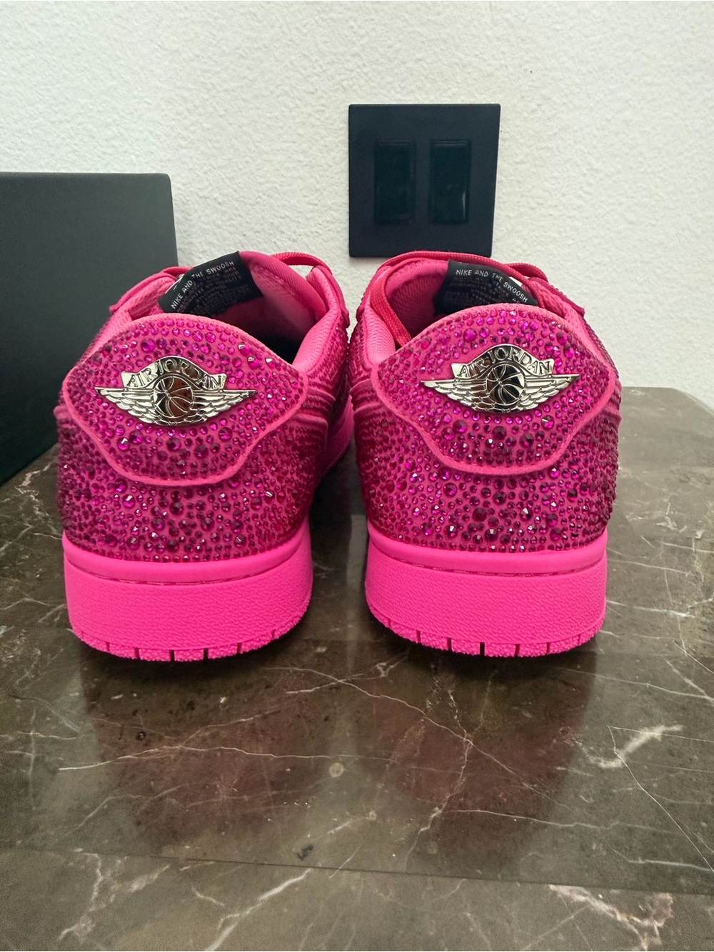 New! Women’s Nike Air Jordan 1 Retro Low OG Swarovski Crystal Sneakers, Size 9.5 - Picture 6 of 15